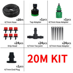 Micro Drip Irrigation System Portable5M- 20M Automatic Watering with Adjustable Drippers Misting Watering Kits Garden Hose