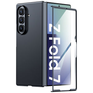 618 Sale! For Samsung Galaxy Z Fold 7 Full-Body CaseHD Clear Tempered GlassLens & Screen ProtectionSlim Fit Matte Cover-Blue