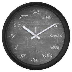 1pc Gray Math Formula Design Wall Clock 8-inch Childrens Instructional Clock Learning Clock Silent Wall Clock for Home Use