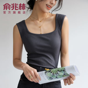 เสื้อกั๊กสายเดี่ยวคอเหลี่ยมแขนกุดสำหรับผู้หญิง ฤดูร้อน 2024 เสื้อชั้นในแบบลำลอง ทรงเข้ารูป ผ้าผสมโพลีเอสเตอร์ คอตตอน ยางยืด