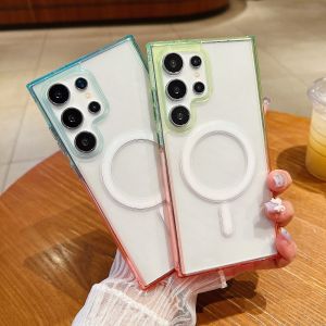 for Samsung Galaxy S26 Ultra S26 Plus S26 Case Gradual Color Crystal Transparent Soft Anti-knock Cover Mag-safe Wireless Shell