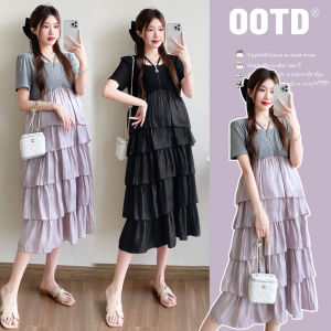 เดรสแฟชั่นสองชิ้นชุดเดรสหน้าร้อนชุดกระโปรงเป็นชั้นทรงหลวมกระชับสัดส่วนภาวะแม่ให้นมบุตร