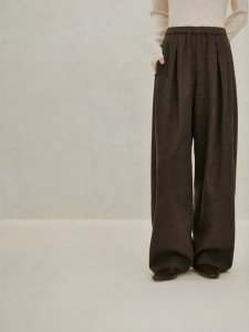 INMAN | Casual Elastic Waist Draping Pleated High-Waist Bell-Bottom Pants