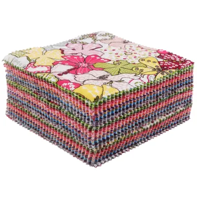 12.8x12.8cm Thin Plain Weave Cotton FabricLow DensityDIY Sewing Quilting MaterialRandom Mix Squares Printed Cloth SetJC110