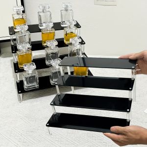 1pc Multi-Functional Perfume Step Display Rack - Black/Transparent Acrylic Desktop Organizer for Cosmetics & Bracelets Ideal fo