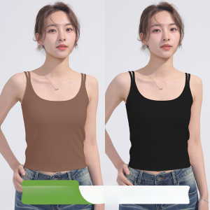 Miiow | Cat Person 2025 Spring Summer New Strap Vest Women Inner Pad Outer Wear Integrated Solid Color Base Seamless Top