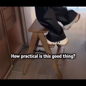3-in-1 Foldable Bamboo Ladder Chair Thickened Solid Bamboo 3 Steps Stool Multifunctional Portable Plant Stand Leisure Seat Modern Minimalist Home Furniture