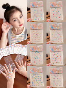 Adorable Nail Art Stickers for Girls Non-Toxic Fragrance-Free Jelly Princess Crystal Washable Temporary Tattoo 3D No-Cut Gem Stickers