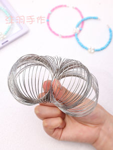 วงกลมเหล็กทรงจำ DIY สำหรับทำสร้อยข้อมือลูกปัดมิลลิเมตร เรียบง่าย วัสดุพื้นฐานสำหรับทำเครื่องประดับ โลหะผสมเงินทอง