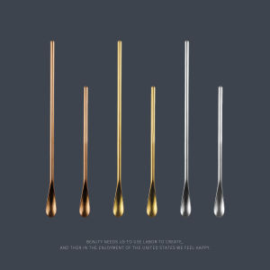 Long Handle Coffee Stirring Spoon 304 Stainless Steel Golden Honey Milk Spoon Japanese Style Kitchen Dining Table Utensils