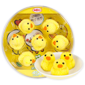 3D Yellow Duck Shaped Cotton Candy Creative Childrens Snack Bulk Cute Candy Gift Realistic Soft Candy Golden Rice Grain