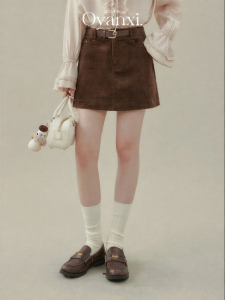 OUYANGXI | Chân Váy Mini Corduroy Phong Cách Retro