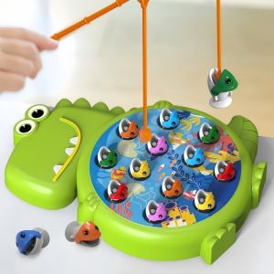Dinosaur Themed Magnetic Fishing Game Play Rod Educational Toy for Kids Baby Montessori No Rotating Feature Gift for Children