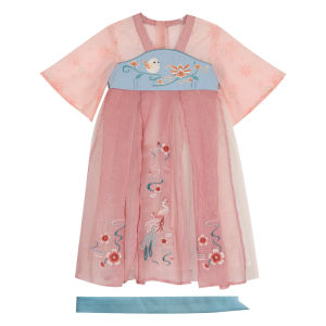 Shulei Xuewei 3 Hanfu Girls Dress Fairy Atmosphere Drifting Ruchiedress Traditional Classical Style Polyester Summer Childrens Clothing