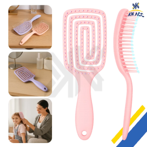 [KN ACC] NANVAN NVN-AKSW03 SISIR PIJAT KULIT KEPALA ANTI KUSUT - PADDLE BRUSH MELENGKUNG ANTI RONTOK UNTUK RAMBUT LURUS & KERITING