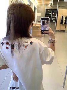 Áo Thun Cotton 100% Thiết Kế Dễ Thương Cho Nữ Mặc Đi Làm Tay Ngắn Thường Ngày Thoải Mái Trang Phục Công Sở Mùa Hè