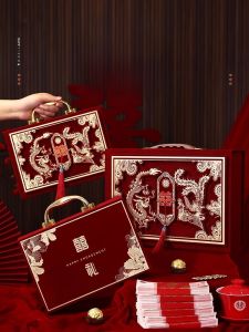 High-End Wedding Engagement Gift Box Cash Box Red Envelope Box for Proposal And Marriage Ceremony Velvet Cover Magnetic Closure