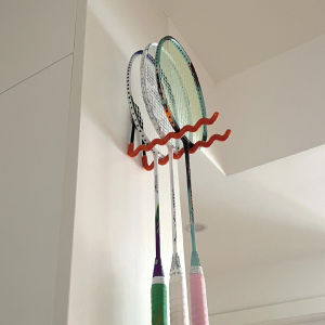 Modern Minimalist Badminton Racket Storage Rack Wall Mounted Display Hook Set Home Use Sports Equipment Organizer Iron Material