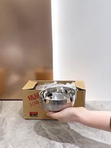 Korean 304 Stainless Steel Rice Bowls Double-layer Insulated Soup Bowls Snack Metal Bowl for Ice Cream Salad Noodles Sauces
