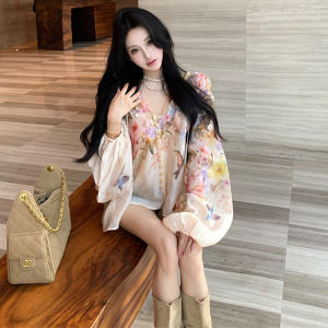 CHOUXIE | Áo Blouse In Hoa Form Rộng Thanh Lịch