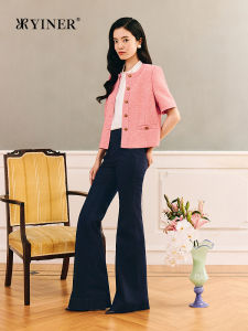 Elegant Round Neck H-Line Texture Jacket