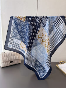 Khăn Quàng Cổ Chữ V Nhỏ Màu Khối Họa Tiết Ghi Lê Phong Cách Retro Cho Nữ Khăn Quàng Cổ Chống Nắng Bằng Vải Nhung Polyester Mùa Xuân Hè