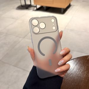 CHUANGYIWEI | Pink Ultra Thin Icy Frost Magnetic Charging Phone Case