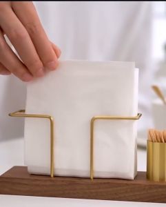Sincecu Elegant Wood & Brass Napkin Holder: A Modern Design for Coffee Shops & Hotels