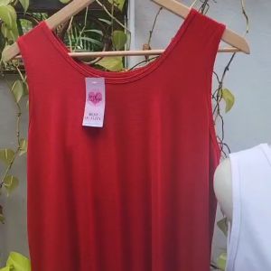 NEW VIORANO - Singlet Terusan Wanita Panjang, Inner Kaos Oblong Adem, Dress Tanpa Lengan, Gamis Manset Dalaman Panjang, Longdress Muat Besar XXL