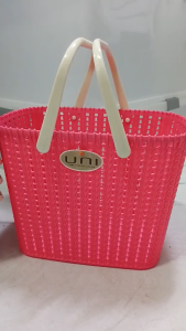 Woven Style Small Storage Basket with Handle for Cosmetics Snacks Office Supplies Bathroom Shelf Organizer