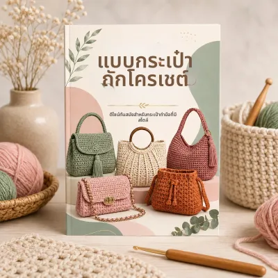 หนังสือแพทเทิร์นกระเป๋าโครเชต์ A5 คู่มือแพทเทิร์นกระเป๋าโครเชต์สำหรับผู้เริ่มต้น ดีไซน์กระเป๋าทำมือ โครงการงานฝีมือ ของขวัญ