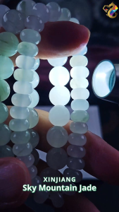 Collectors Grade Natural Xinjiang Sky Mountain Jade Bracelet (Round / Abacus Beads)