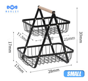 2 Tier Black Fruit Basket Countertop Fruit Bowl Fruit Holder For Kitchen Fruit Basket For Kitchen Counter/SH065