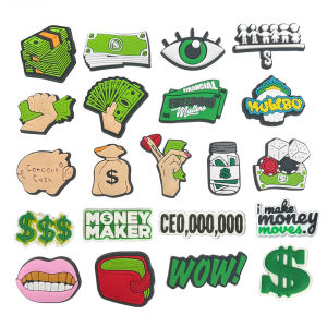 DIY Dollar Greenback Money Bag PVC Shoe Charms Accessories for Clogs Slide Sandals Garden Shoe Decoration Pins Boys Girls Gifts