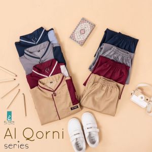 Baju Koko Al-Qorni Setelan Pakaian Muslim Anak Lengan Pendek Usia 1-10 tahun Terbaru