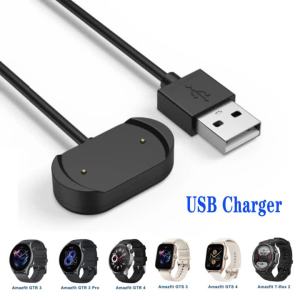 USB Charging Cable for Amazfit GTR4 GTR3 3Pro Smartwatch Dock Charger For Amazfit GTS4 GTS3 T-rex2 100cm Magnetic Charging Dock