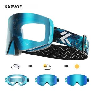 Kính Trượt Tuyết Kapvoe Photochromic Chống Tia UV400 Chống Mờ Dành Cho Nam Nữ Đi Xe Máy Có Lớp Phủ Gương