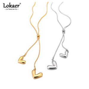 Lokaer Romantic Heart Pendant Necklace for Women High Quality Stainless Steel 18K Gold Plated Choker Necklace Anniversary N25011