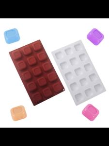 15 Cells Square Top Concave Design Mousse Moulds Chocolate Molds Silicone Cake Mold Dessert Decorating Tools Kitchen Bakeware
