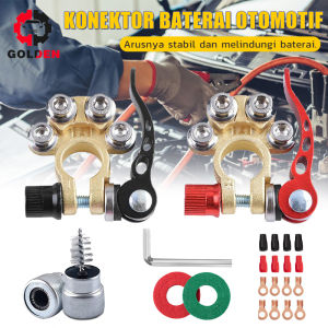 2pcs Kepala Aki Mobil Quick Release Klem Aki Multi Kuningan Bahan Tembaga Terminal Accu Mobil Bahan Tembaga Murni