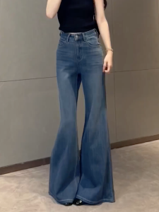 MANMI | Quần Jeans Cao Bụng Đùi Rộng Phong Cách Retro
