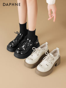 Daphne Womens Thick Heel Oxford Shoes Spring Summer New Style Heightening British Style High Heel Leather Single Shoes