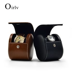 Oirlv 6 Colors Leather Travel Watch Case Single Watch Box for Women Men Portable Watch Storage Roll Organizer Bag Pouch B009