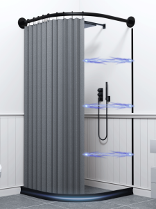 Thickened Foldable Shower Curtain Magnetic Absorption No Drilling L-Shaped Shower Room Bathroom Partition Waterproof Bath Curtain