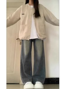 กางเกงยีนส์ทรงตรงเอวสูง ทรงหลวม กางเกงขายาวทรงหลวมสำหรับผู้หญิงไซส์ใหญ่ ทรงสลิมฟิต กางเกงยีนส์ทรงสลิมฟิตสำหรับผู้หญิง