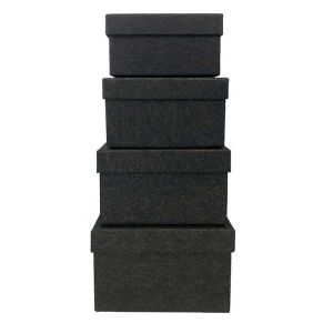 Square Gift Boxes with Assorted Sizes 4 Pcs Multiple Color Options Birthday Gift Nesting Durable Reusable Black Gift Boxes