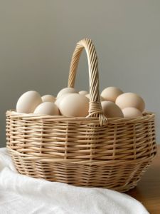 Rattan Woven Picnic Basket Childrens Satchel Outing Woven Handbag Food Fruit Basket Pastoral Picnic Basket Egg Basket Willow Woven