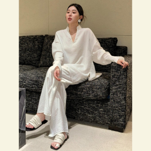 Salt System White Linen Shirt And Pants Set Womens Fashion Autumn Winter High End Feeling Goddess Style Two Piece Suit