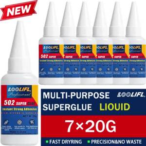 LOOLIFL | LOOLIFL 502 Super Glue 1-7Pcs×20g Instant Cyanoacrylate Adhesive Fast Drying Strong Liquid Glue for Plastic Rubber Metal Ceramic