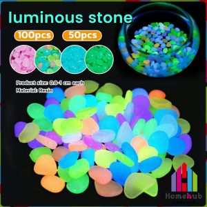 HB Luminous Pebbles Stones Glow In the Dark Stone For Aquarium Fish Tank Garden Lawn Decoration 40-50/90-100pcs